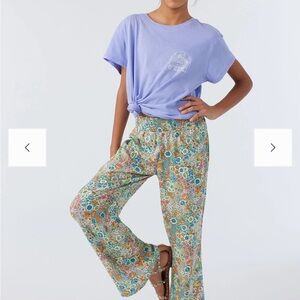 O'Neill Girls Wide Leg Floral Beach Pants M NWT vacation relaxed